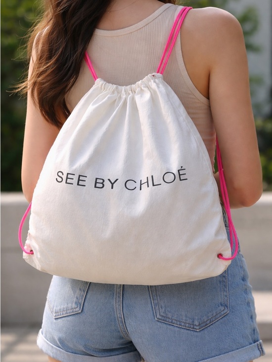 See By Chloe Handbags - See by Chloé White Drawstring Bag with Pink Cords